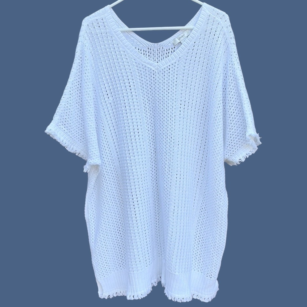 Like New CJ Banks Sweater / Top White Size 3X